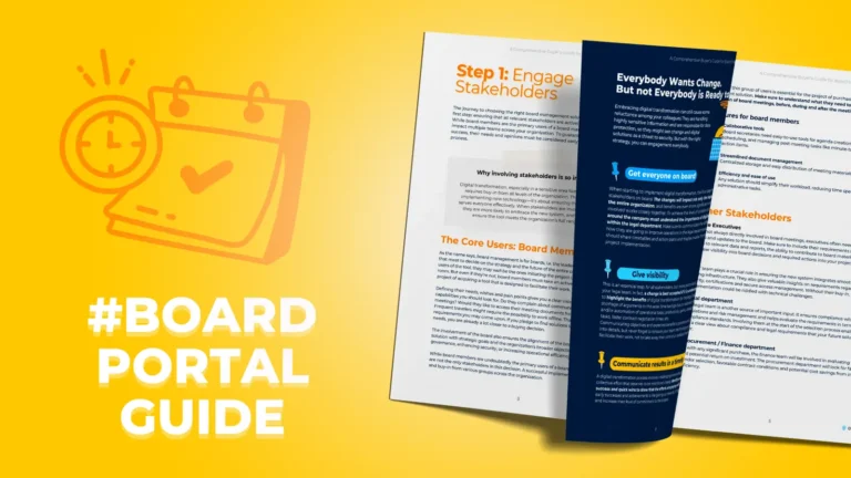 Yellow background with board portal guide inside pages thumbnail